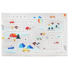 Grey Road Trip Power-Loomed Kids' Rug