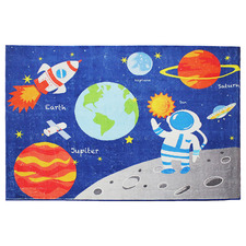 Blue Space World Power-Loomed Kids' Rug