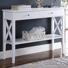White Long Island 2 Drawer Console Table