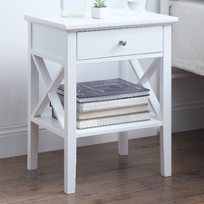 White Long Island 1 Drawer Bedside Table