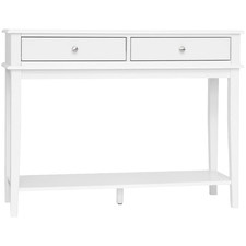 White Chloe 2 Drawer 1 Shelf Console Table