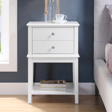 White Chloe 2 Drawer Bedside Table