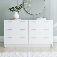 White Tribeca 6 Drawer Lowboy Dresser