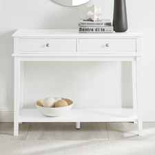 White Chloe 2 Drawer 1 Shelf Console Table