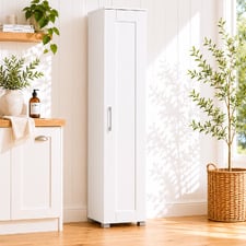 White Meecan Single Door Tall Cupboard