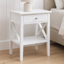 White Long Island 1 Drawer Bedside Table