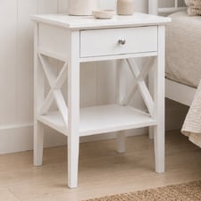 White Long Island 1 Drawer Bedside Table