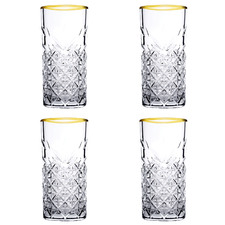 Clear & Gold 450ml Highball Glasses (Set of 4)