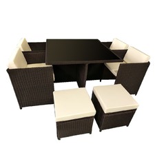 8 Seater Cube Outdoor Dining Table & Seat Set