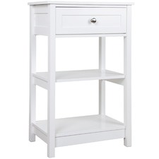 White Aria Bedside Table with Shelves