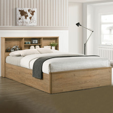 Natural Anderson Queen Bed with Bookcase Headboard