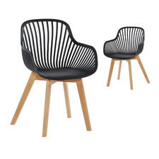 Lilly Beech Wood Bucket Dining Chairs (Set of 2)