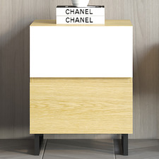 Natural & White Moore 2 Drawer Bedside Table