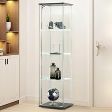 West 4 Tier Glass Display Cabinet with LED