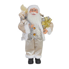 White & Gold Santa Christmas Figurine