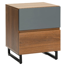 Walnut & Grey Johnson Bedside Table with 2 Drawers
