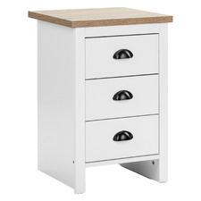 White & Natural East Hastings 3 Drawer Bedside Table