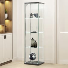 West 4 Tier Glass Display Cabinet with LED