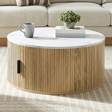 Callix Round Marble-Look Coffee Table