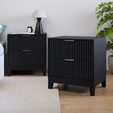 Decoris 2 Drawer Ribbed Bedside Tables (Set of 2)