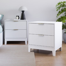 Decoris 2 Drawer Ribbed Bedside Tables (Set of 2)