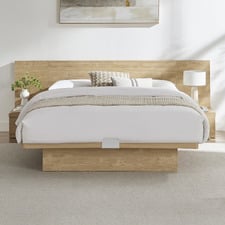 Altherin Gas Lift Queen Bed Frame with Bedside Tables