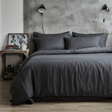 Charcoal Clark French Linen Quilt Cover Set
