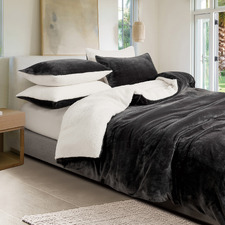 Charcoal Dania Teddy Sherpa Quilt Cover Set