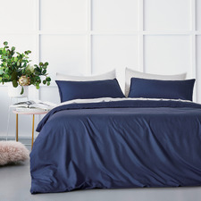 Navy Bettina Bamboo & Microfibre Quilt Cover Set