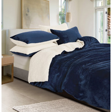 Navy Blue Dania Teddy Sherpa Quilt Cover Set