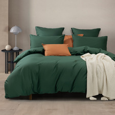 Forest Green Ava Washed Cotton Quilt Cover Set