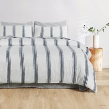 Blue Soren Yarn-Dyed Washed Microfibre Quilt Cover Set