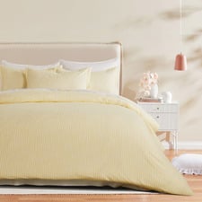 Yellow Lior Stripe Washed Microfibre Quilt Cover Set