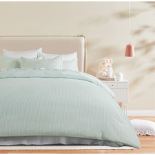 Green Stripe Lior Yarn-Dyed Washed Microfibre Quilt Cover Set
