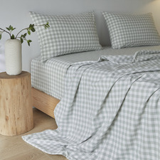 Gingham Washed Cotton Sheet Set