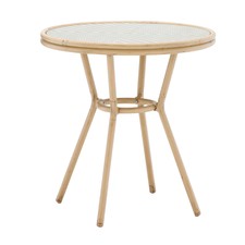 Taupe & White 70cm Paris Wicker Round Dining Table