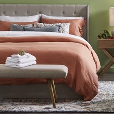 Burnt Melon Linen Quilt Cover Set