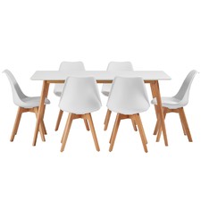 6 Seater Nova Oak Wood Dining Table & Chairs Set