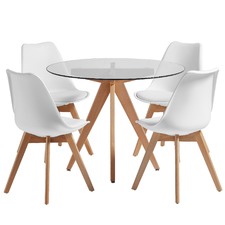 4 Seater White Nova Dining Table & Chairs Set