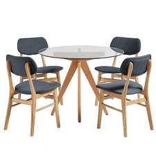 4 Seater Charcoal Soho Beech Wood Dining Table & Chairs Set