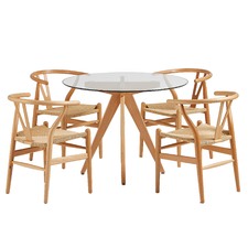 4 Seater Bryce Dining Table & Wishbone Chairs Set