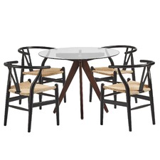 4 Seater Rowe Dining Table & Wishbone Chairs Set