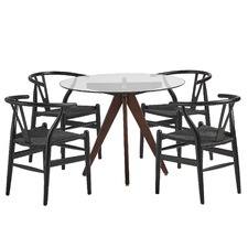 4 Seater Thea Dining Table & Wishbone Chairs Set