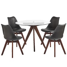 4 seater Black Nova Dining Table & Chairs Set