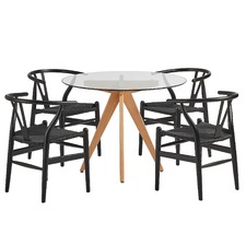 4 Seater Winton Dining Table & Wishbone Chairs Set