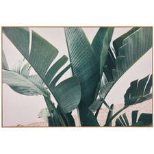 Tropical Leaves Blush Framed Canvas Wall Art