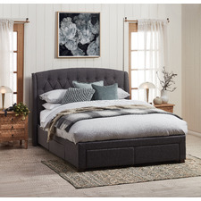 Grey Audrey Tufted Wingback Bed