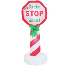 120cm LED Inflatable Santa Stop Here Sign