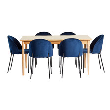 Dion Herringbone Dining Table & Aria Velvet Dining Chair Set