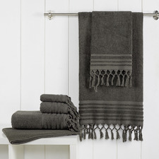 6 Piece Charcoal Knotted Byron Turkish Cotton Towel Set